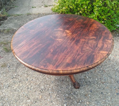 MID 19TH CENTRE FIGURED ROSEWOOD COUNTRY HOUSE CENTRE TABLE - ADDITIONAL PHOTO 3