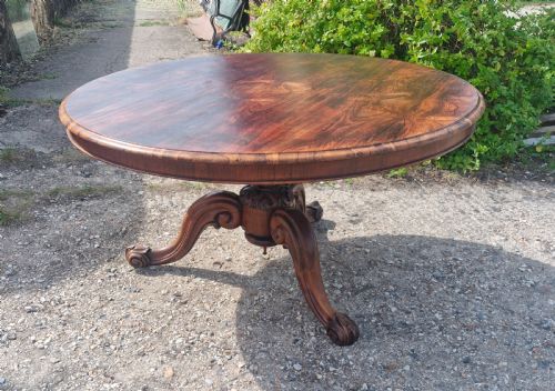 MID 19TH CENTRE FIGURED ROSEWOOD COUNTRY HOUSE CENTRE TABLE - ADDITIONAL PHOTO 5