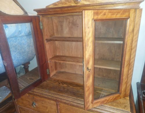 MID VICTORIAN SATINBIRCH WALL CABINET - ADDITIONAL PHOTO 1