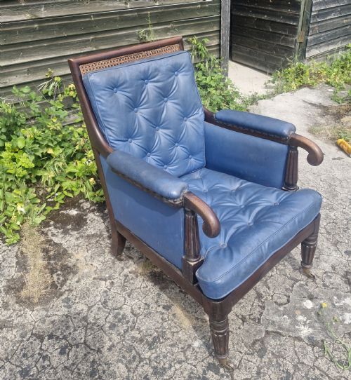 19TH CENTURY MAHOGANY BERGERE LIBRARY ARMCHAIR - ADDITIONAL PHOTO 8