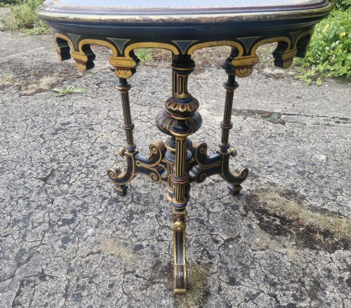 19TH CENTURY PAINTED AND DECORATED OCCASIONAL TABLE - ADDITIONAL PHOTO 11
