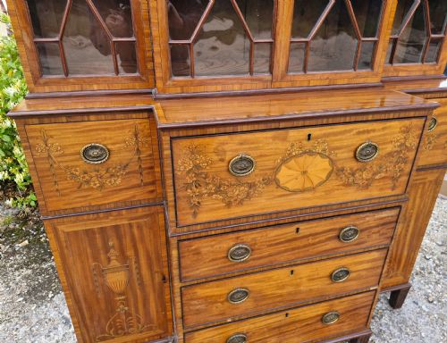 EXCELLENT QUALITY SMALL INLAID SECRETAIRE BOOKCASE CABINET - ADDITIONAL PHOTO 9