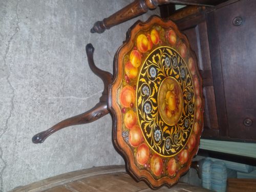 PAINTED TOP MAHOGANY TRIPOD PEDESTAL TABLE - ADDITIONAL PHOTO 1