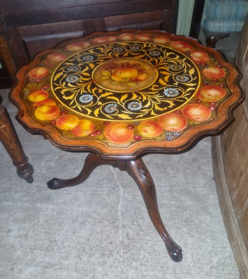 PAINTED TOP MAHOGANY TRIPOD PEDESTAL TABLE - ADDITIONAL PHOTO 11