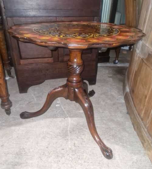 PAINTED TOP MAHOGANY TRIPOD PEDESTAL TABLE - ADDITIONAL PHOTO 14