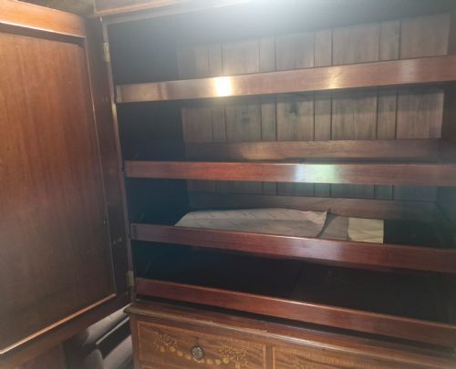 GOOD QUALITY EDWARDIAN INLAID MAHOGANY LINEN PRESS HOUSEKEEPERS CUPBOARD DRUCE CO - ADDITIONAL PHOTO 4