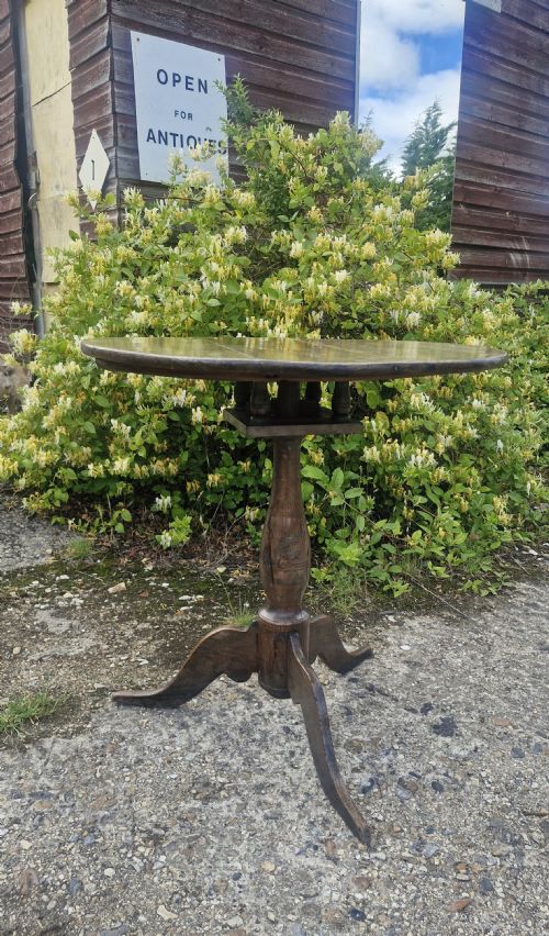 mid 18th century revolving oak tripod table with birdcage - CATEGORY: ANTIQUE TABLES - DATED 1750