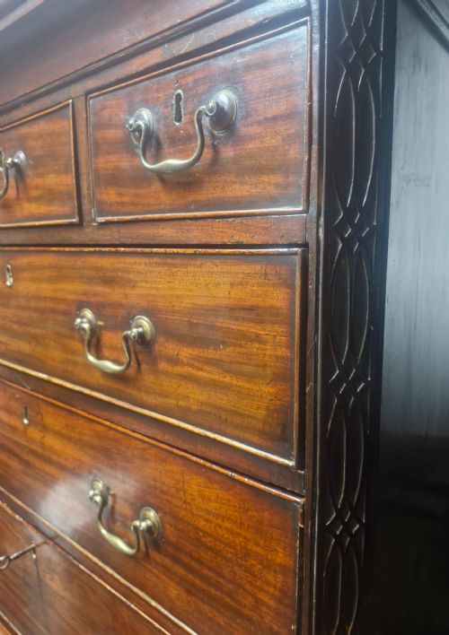 LATE GEORGIAN MAHOGANY TALLBOY CHEST ON CHEST FITTED WRITING DRAWER - ADDITIONAL PHOTO 9