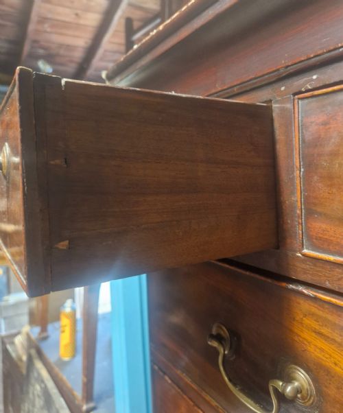 LATE GEORGIAN MAHOGANY TALLBOY CHEST ON CHEST FITTED WRITING DRAWER - ADDITIONAL PHOTO 10