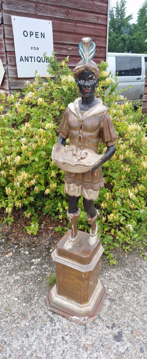 CARVED AND PAINTED BLACKAMOOR FIGURE ON A PEDESTAL - ADDITIONAL PHOTO 1