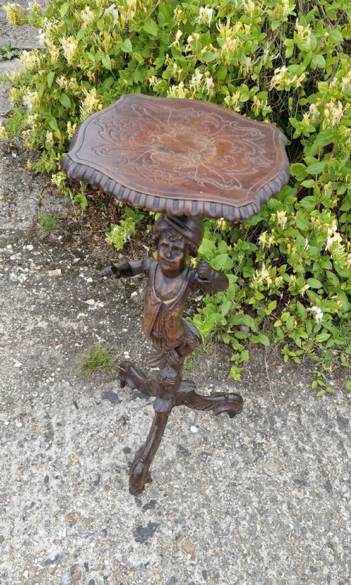 LATE 19TH CENTURY CARVED WALNUT BLACKAMOOR STAND - ADDITIONAL PHOTO 7