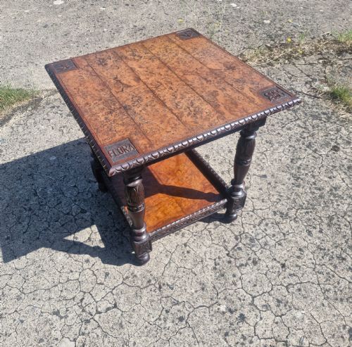 LATE VICTORIAN 2 TIER OCCASIONAL TABLE WITH WONDERFUL POLLARD TOP - ADDITIONAL PHOTO 5