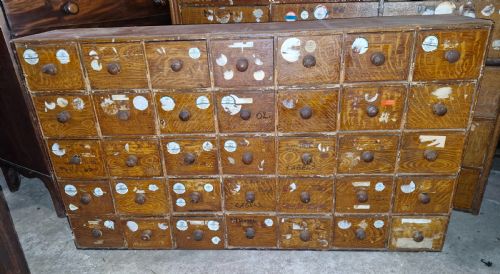 BANK OF LATE VICTORIAN DRAWERS 35 DRAWERS