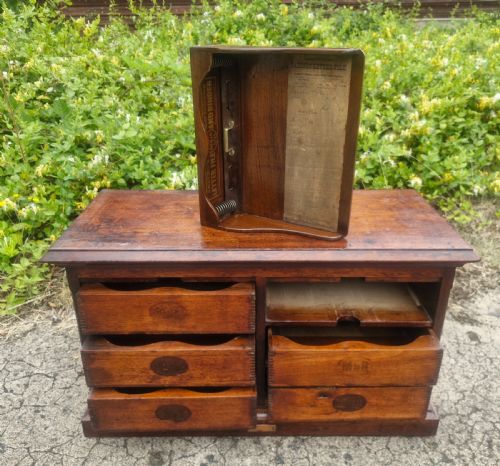 19TH TABLE TOP AMBERG OFFICE CABINET