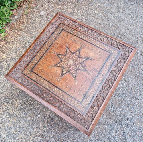 GOOD SIZED CARVED AND INLAID ANGLO INDIAN HOSHIARPUR TABLE - ADDITIONAL PHOTO 12