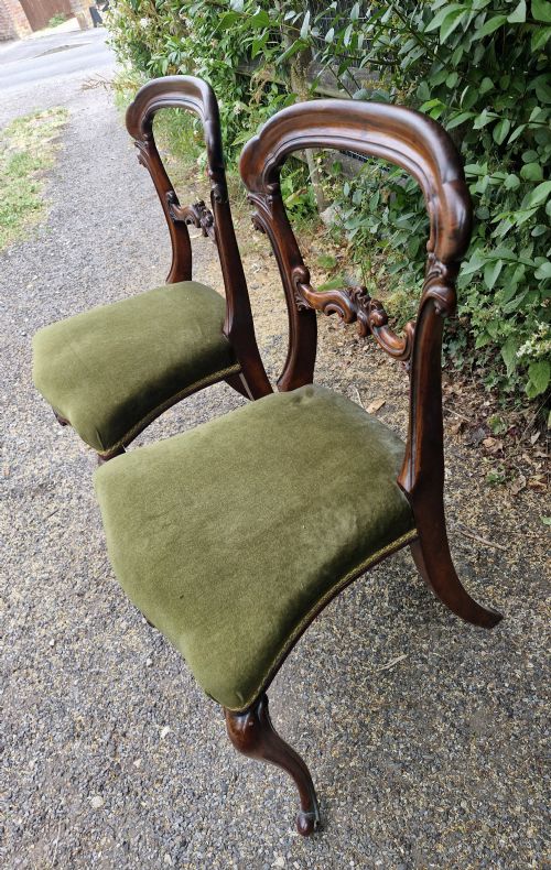 PAIR OF EARLY VICTORIAN CARVED ROSEWOOD BEDROOM CHAIRS - ADDITIONAL PHOTO 3