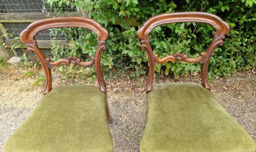 PAIR OF EARLY VICTORIAN CARVED ROSEWOOD BEDROOM CHAIRS - ADDITIONAL PHOTO 4