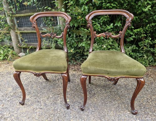 PAIR OF EARLY VICTORIAN CARVED ROSEWOOD BEDROOM CHAIRS - ADDITIONAL PHOTO 5
