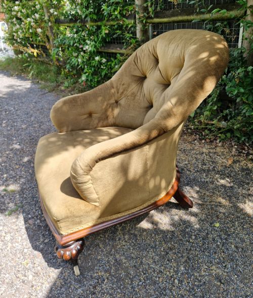 GOOD ROSEWOOD FRAMED DEEP UPHOLSTERED ARMCHAIR - ADDITIONAL PHOTO 6