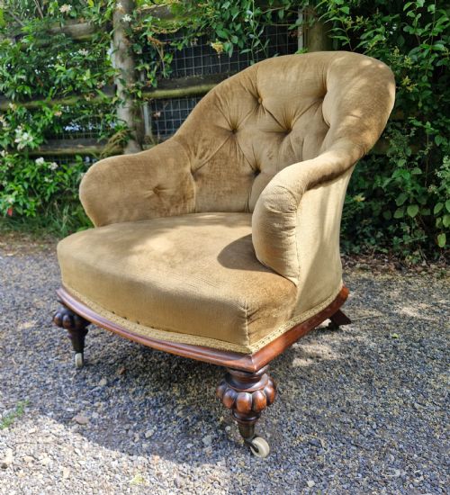 GOOD ROSEWOOD FRAMED DEEP UPHOLSTERED ARMCHAIR - ADDITIONAL PHOTO 7