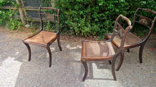 PAIR OF REGENCY BRASS MOUNTED CANE SEAT BEDROOM CHAIRS - ADDITIONAL PHOTO 7