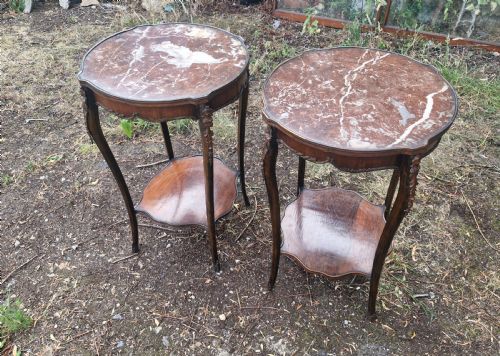 pair of marble top occasional tables - CATEGORY: ANTIQUE FURNITURE - DATED 1910