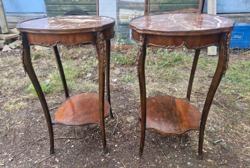 PAIR OF MARBLE TOP OCCASIONAL TABLES - ADDITIONAL PHOTO 3