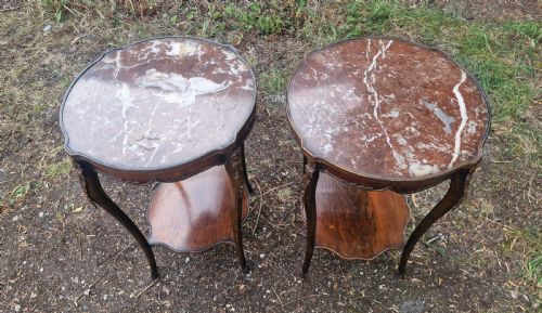 PAIR OF MARBLE TOP OCCASIONAL TABLES - ADDITIONAL PHOTO 4