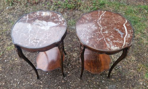 PAIR OF MARBLE TOP OCCASIONAL TABLES - ADDITIONAL PHOTO 5
