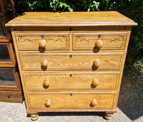 GOOD ORIGINAL VICTORIAN SCUMBLED PINE CHEST OF DRAWERS