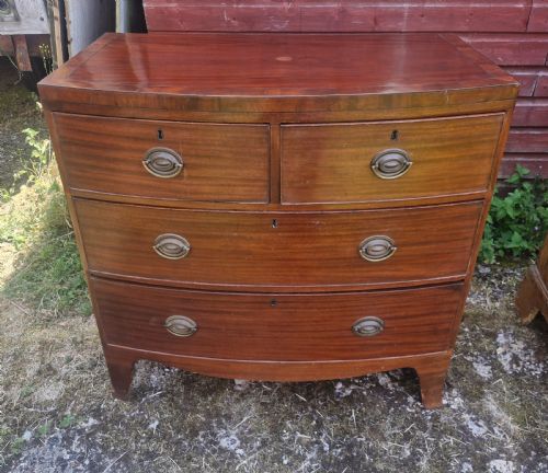 REGENCY MAHOGANY BOW FRONT CHEST OF DRAWERS - ADDITIONAL PHOTO 2