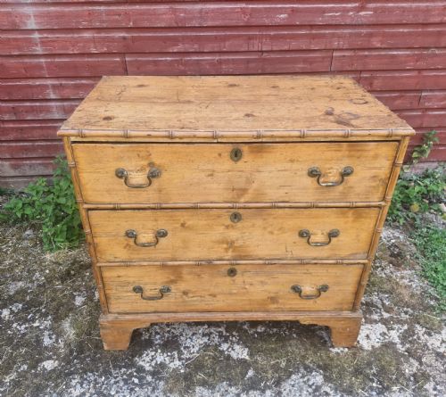 REGENCY PINE CHEST OF DRAWERS WITH APPLIED BAMBOO MOULDINGS - ADDITIONAL PHOTO 5