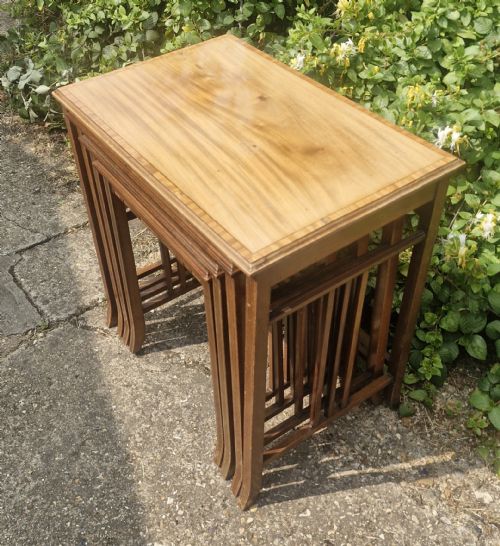 NEST OF 3 EDWARDIAN INLAID MAHOGANY TABLES - ADDITIONAL PHOTO 2