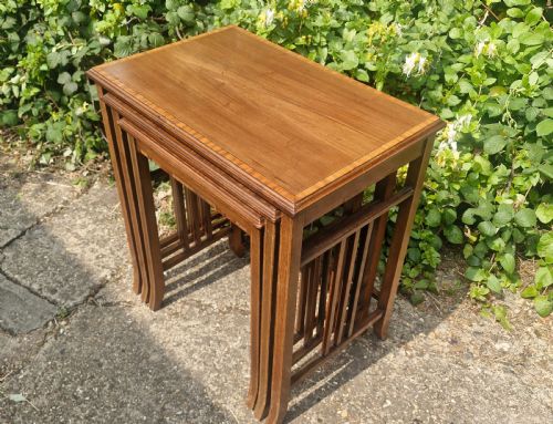 NEST OF 3 EDWARDIAN INLAID MAHOGANY TABLES - ADDITIONAL PHOTO 3