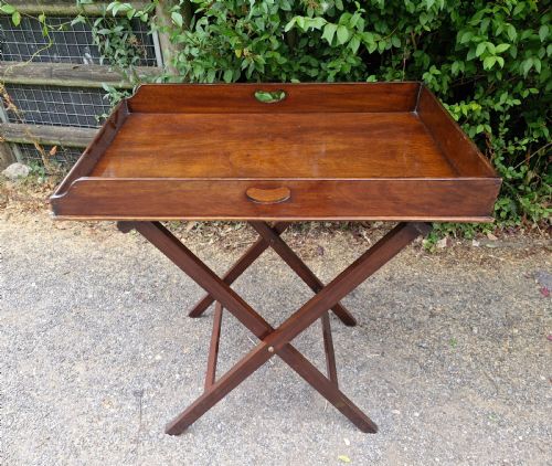 19TH CENTURY MAHOGANY BUTLERS TRAY ON STAND