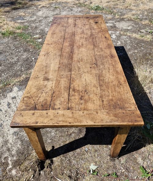 19TH CENTURY FARMHOUSE KITCHEN DINING TABLE WITH 2 DRAWERS - ADDITIONAL PHOTO 1