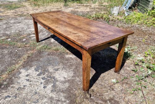 19TH CENTURY FARMHOUSE KITCHEN DINING TABLE WITH 2 DRAWERS - ADDITIONAL PHOTO 5