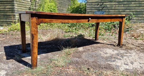 19TH CENTURY FARMHOUSE KITCHEN DINING TABLE WITH 2 DRAWERS - ADDITIONAL PHOTO 6