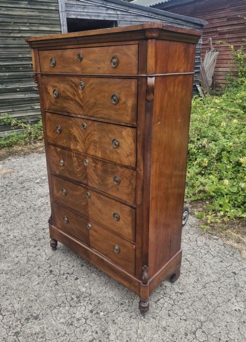 FRENCH MAHOGANY CHEST OF DRAWERS WITH SECRETAIRE DRAWER - ADDITIONAL PHOTO 2