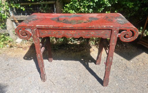 Decorated Chinese Altar Table on Country House Condition.
