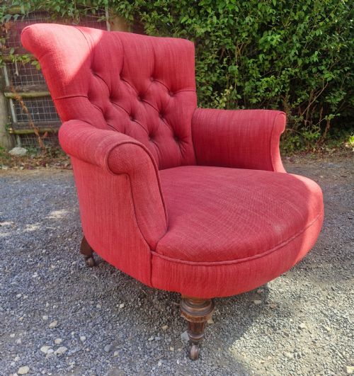 Victorian Woodstock Style Upholstered  Bedroom Armchair.