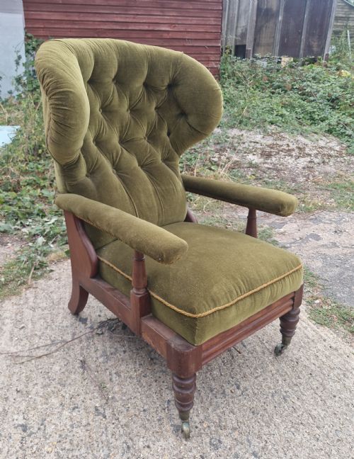 Regency Mahogany Framed Armchair. Makers Stamp -Minter.
