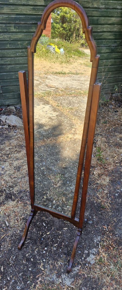 Walnut Cheval Dressing Mirror.