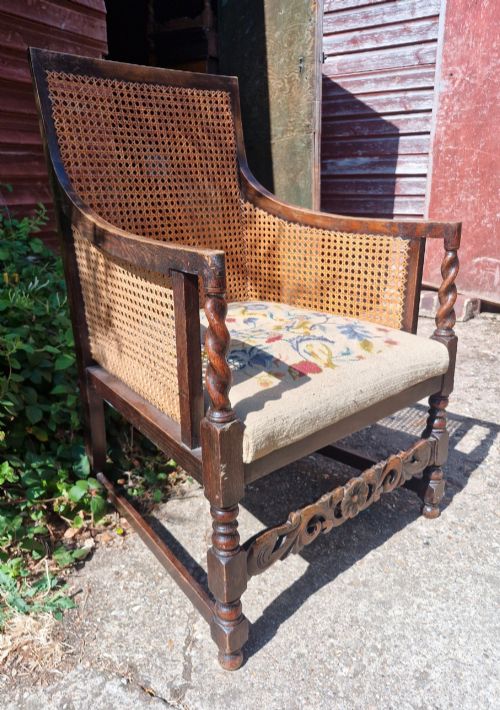 Oak Bergere Armchair.