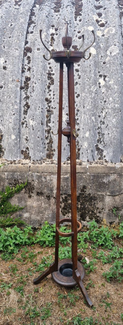 Edwardian oak hat and coat stand.