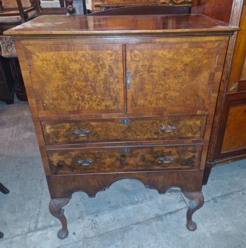 Useful Early 20th Century Walnut Cabinet Chest
