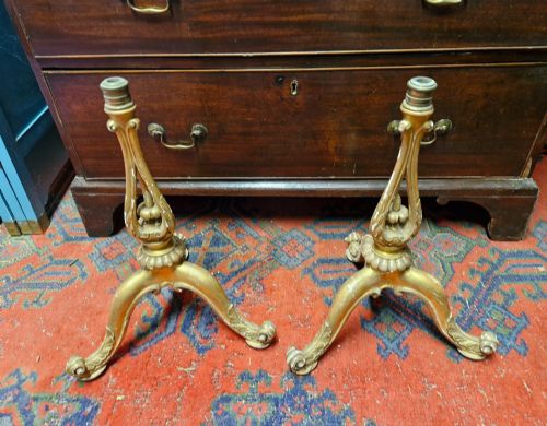 Pair of Gilded Tripod Bases