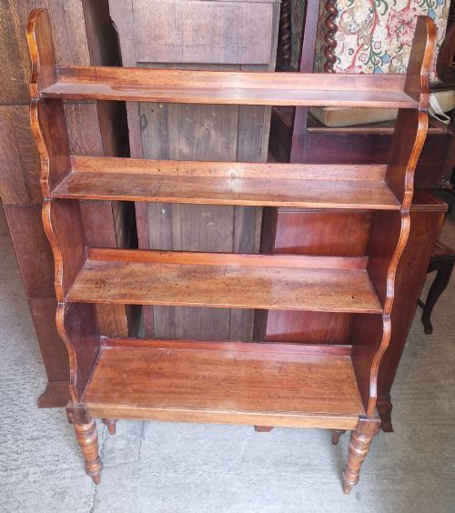 19th Century Freestanding Mahogany Waterfall Bookcase