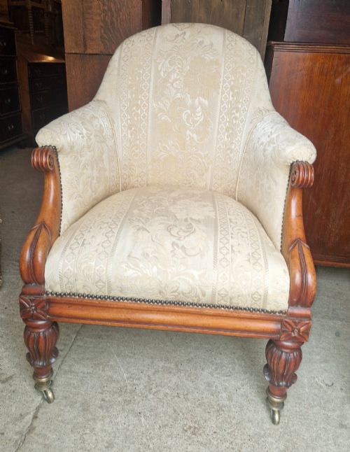 Late Regency Mahogany Framed Library Armchair.