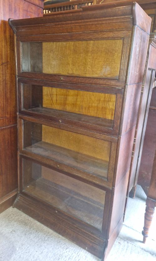 Oak 4 Section Globe Wernicke Style Bookcase Cabinet.